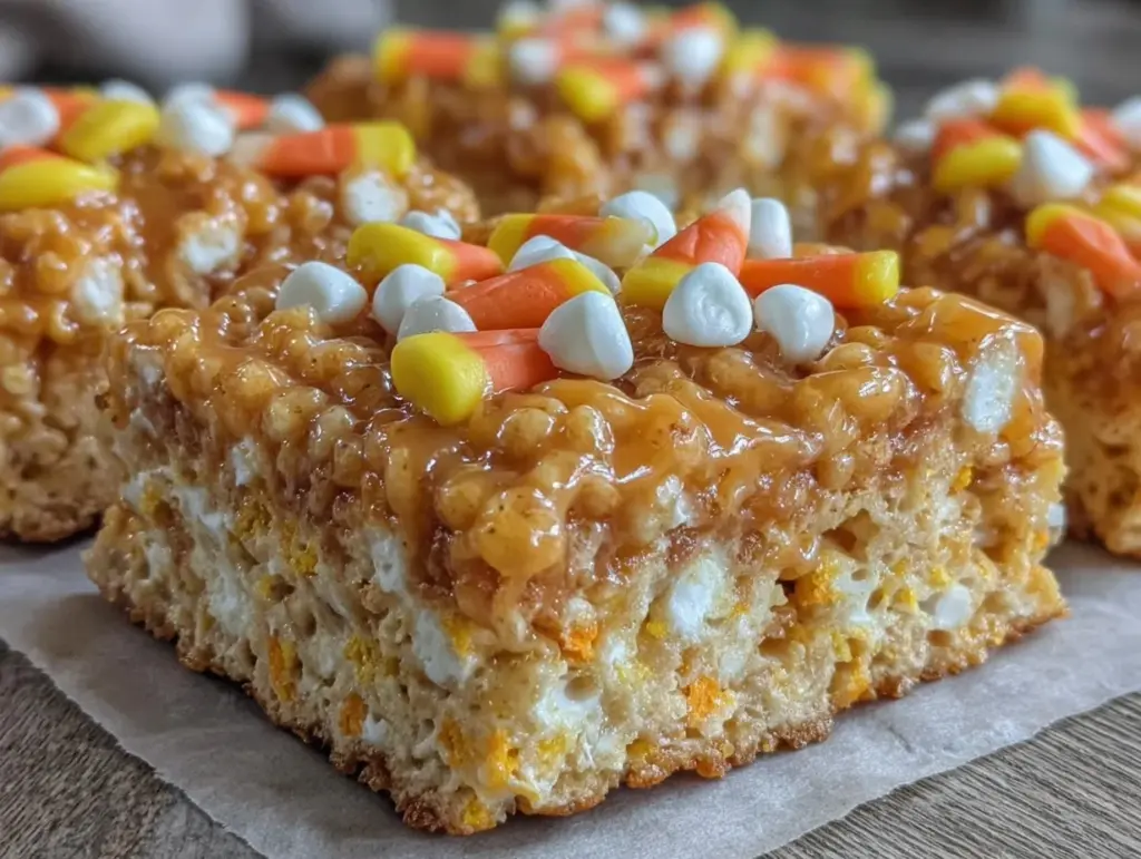 Candy Corn Rice Krispie Treats - featured image