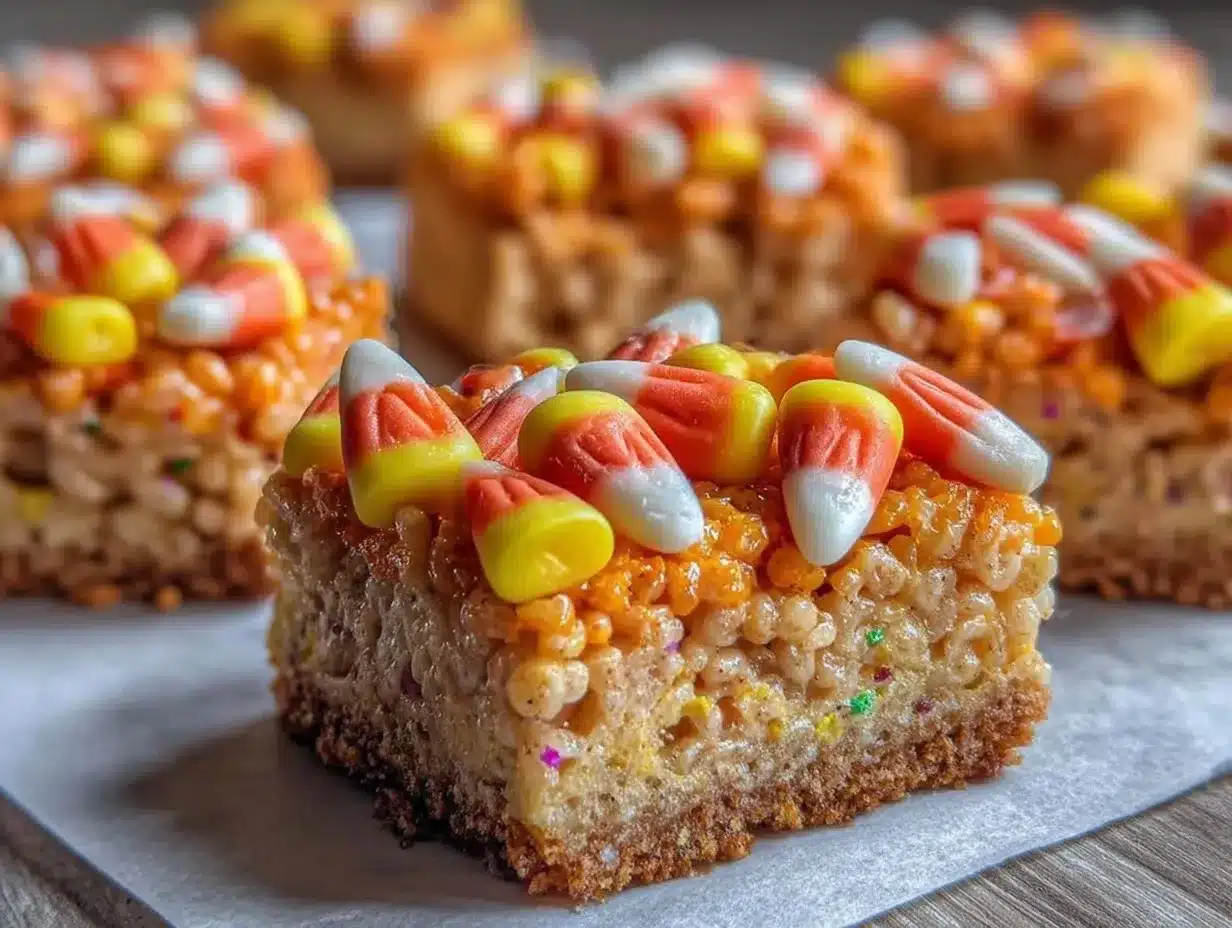 Candy Corn Rice Krispie Treats preparation steps