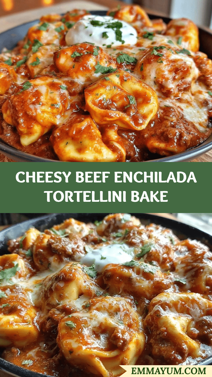 cheesy beef enchilada tortellini bake recipe