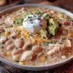 creamy crockpot white chicken chili - featured image