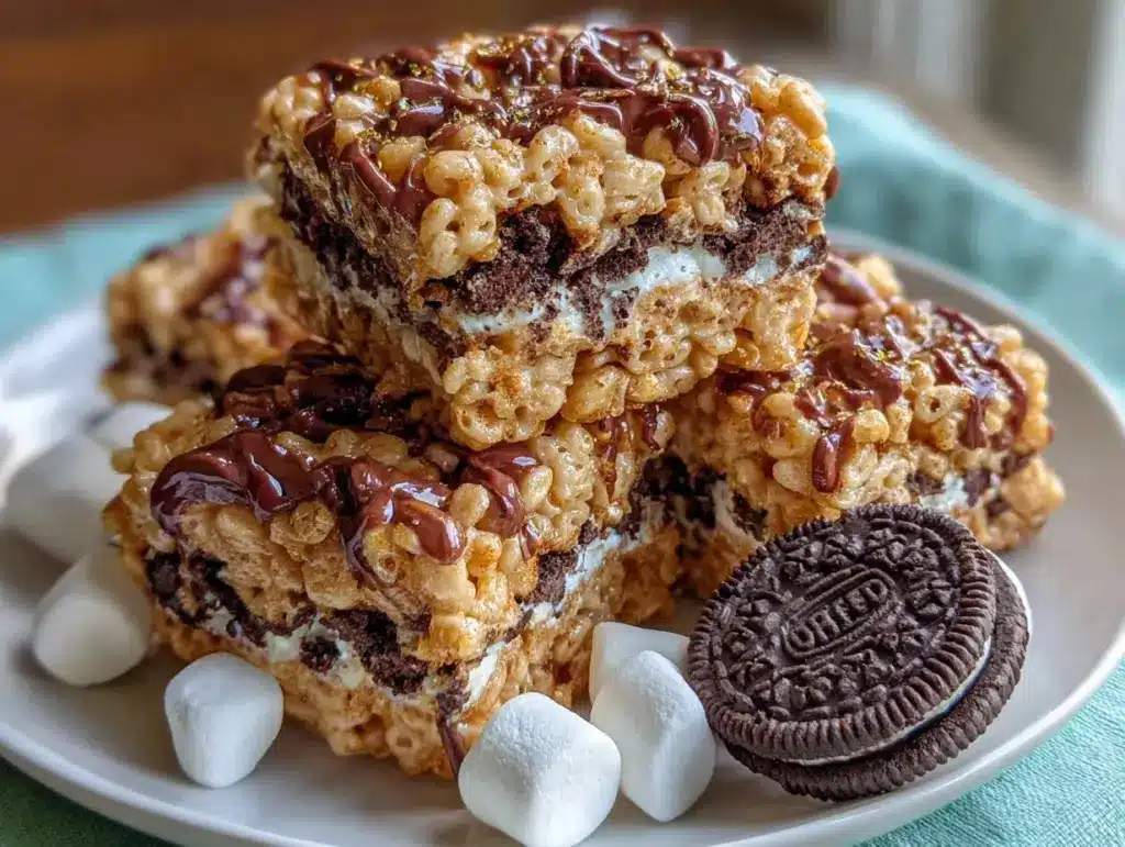 Gooey Marshmallow Oreo Krispie Treats - featured image