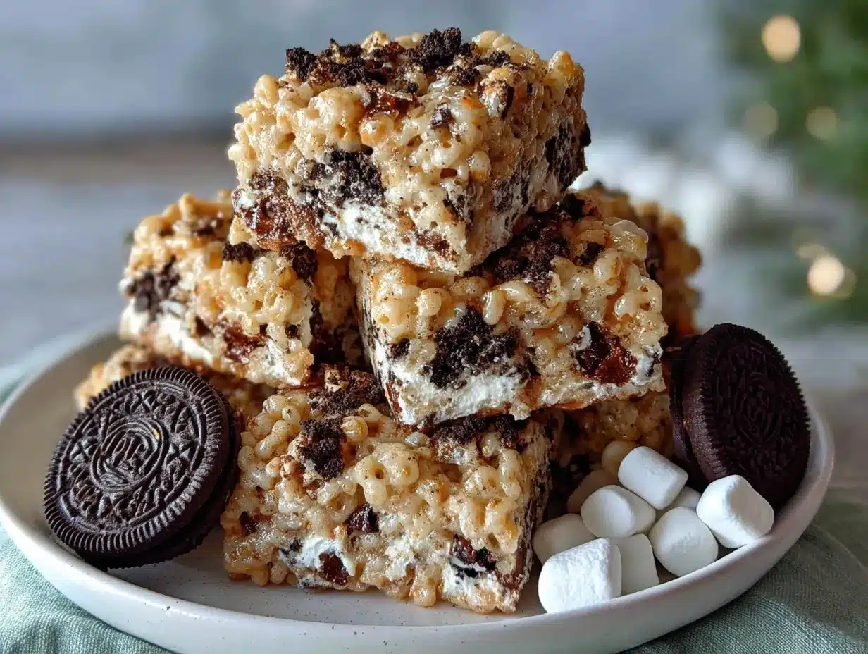 Gooey Marshmallow Oreo Krispie Treats preparation steps
