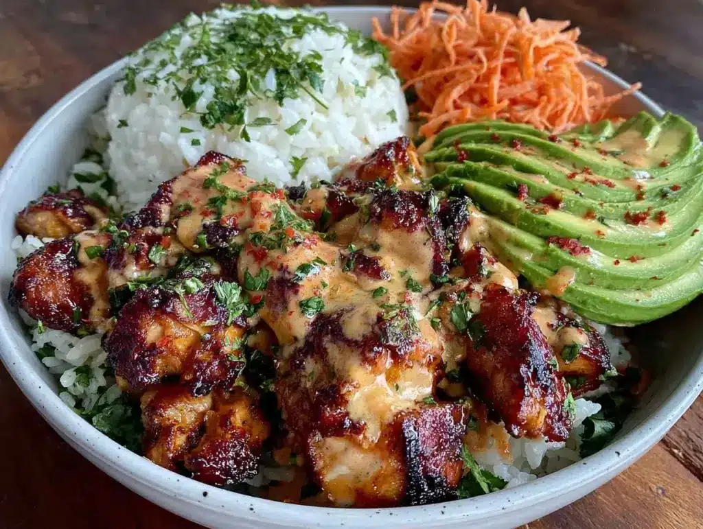 healthy bang bang chicken bowl - featured image