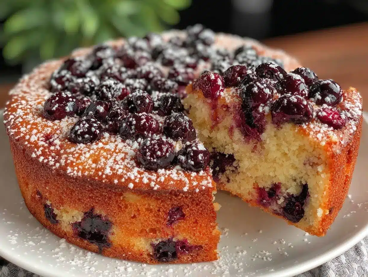 moist Greek yogurt blueberry cake preparation steps