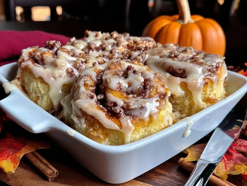 pumpkin chai cinnamon rolls - featured image