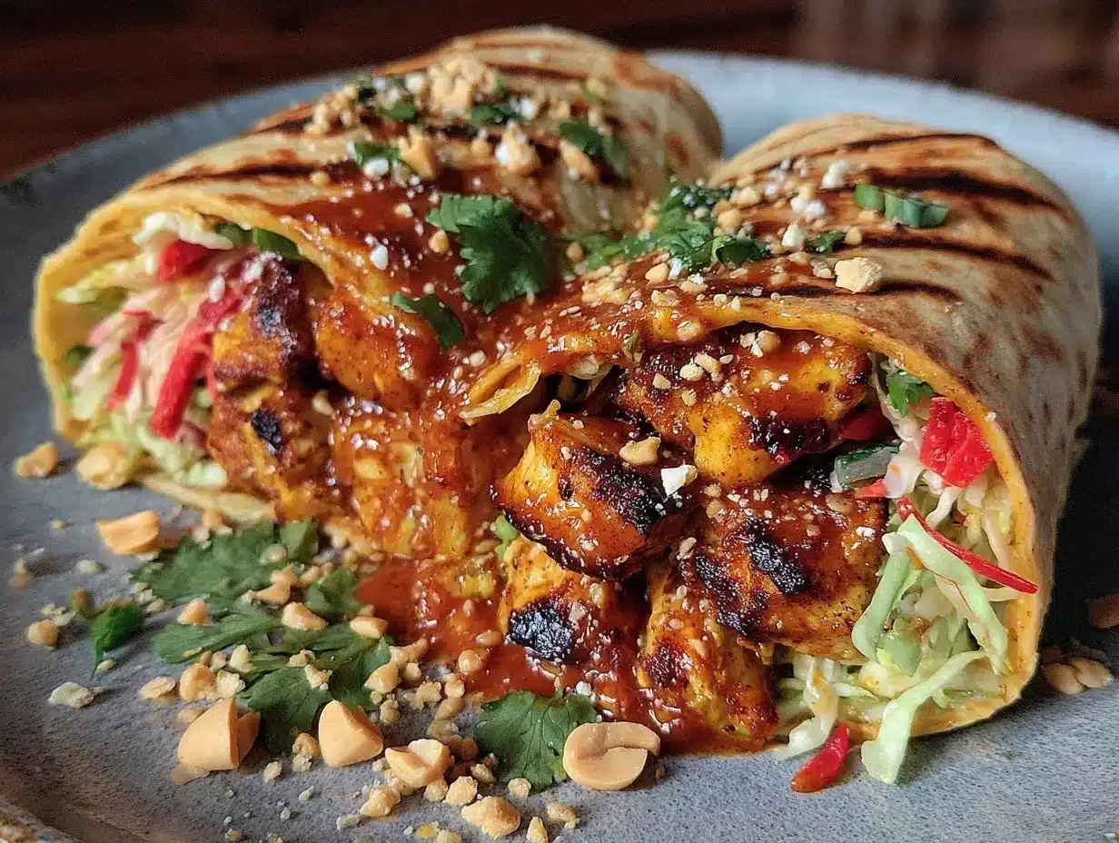 Thai Peanut Chicken Wrap preparation steps