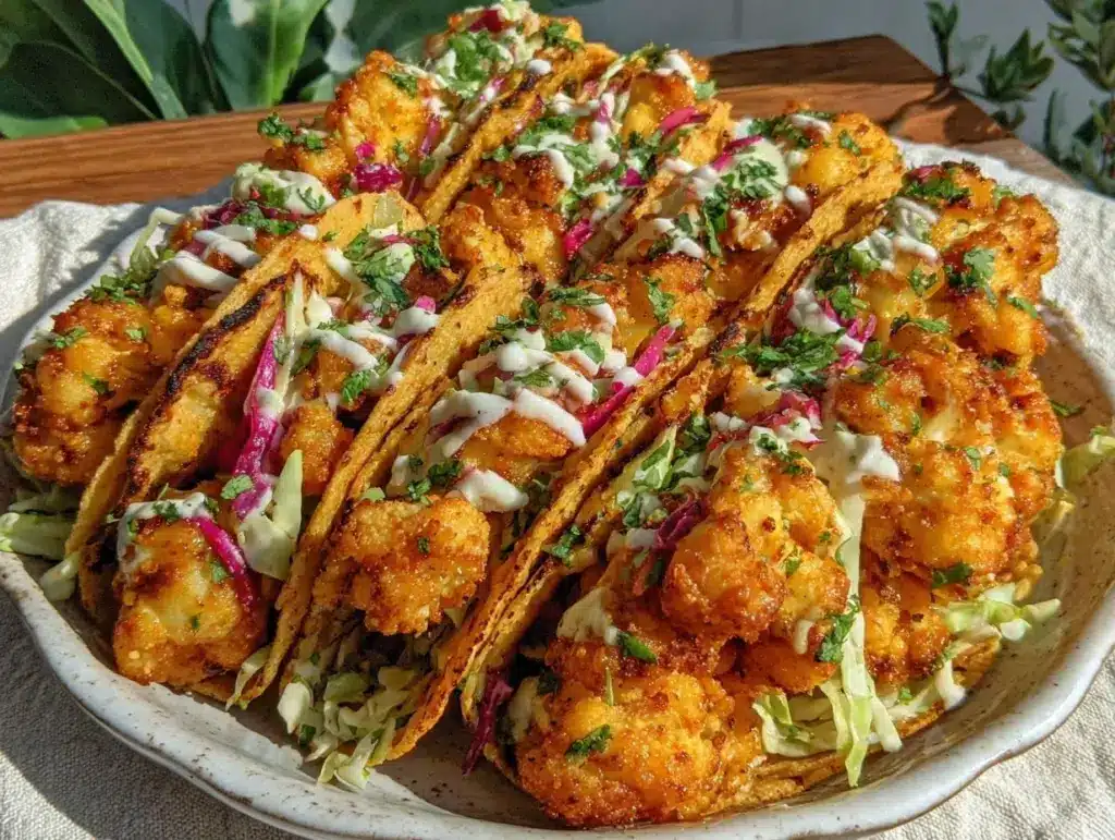 air fryer Buffalo cauliflower tacos - featured image