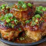 baked honey sriracha chicken thighs - featured image