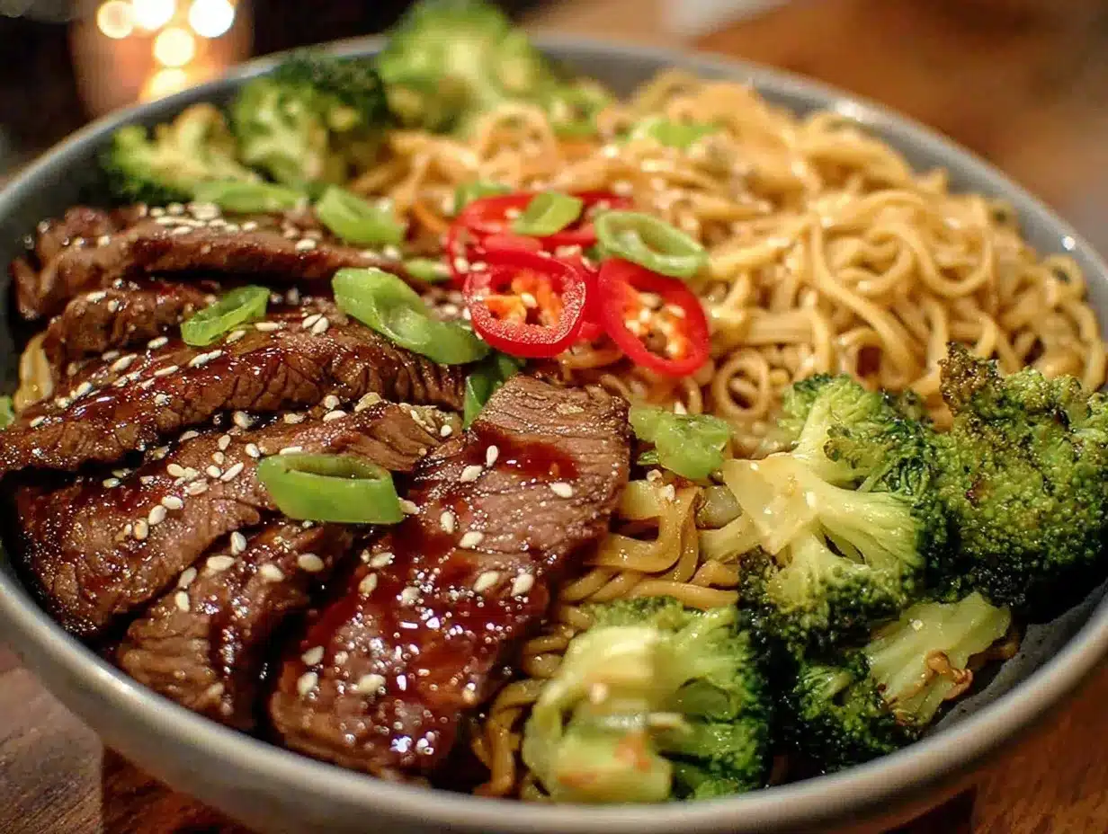 beef and broccoli noodle bowls preparation steps