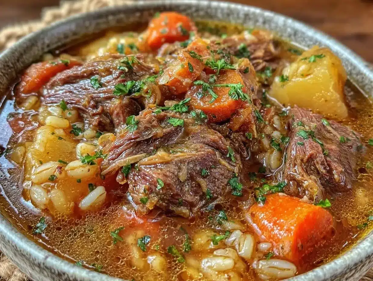 beef barley winter soup preparation steps