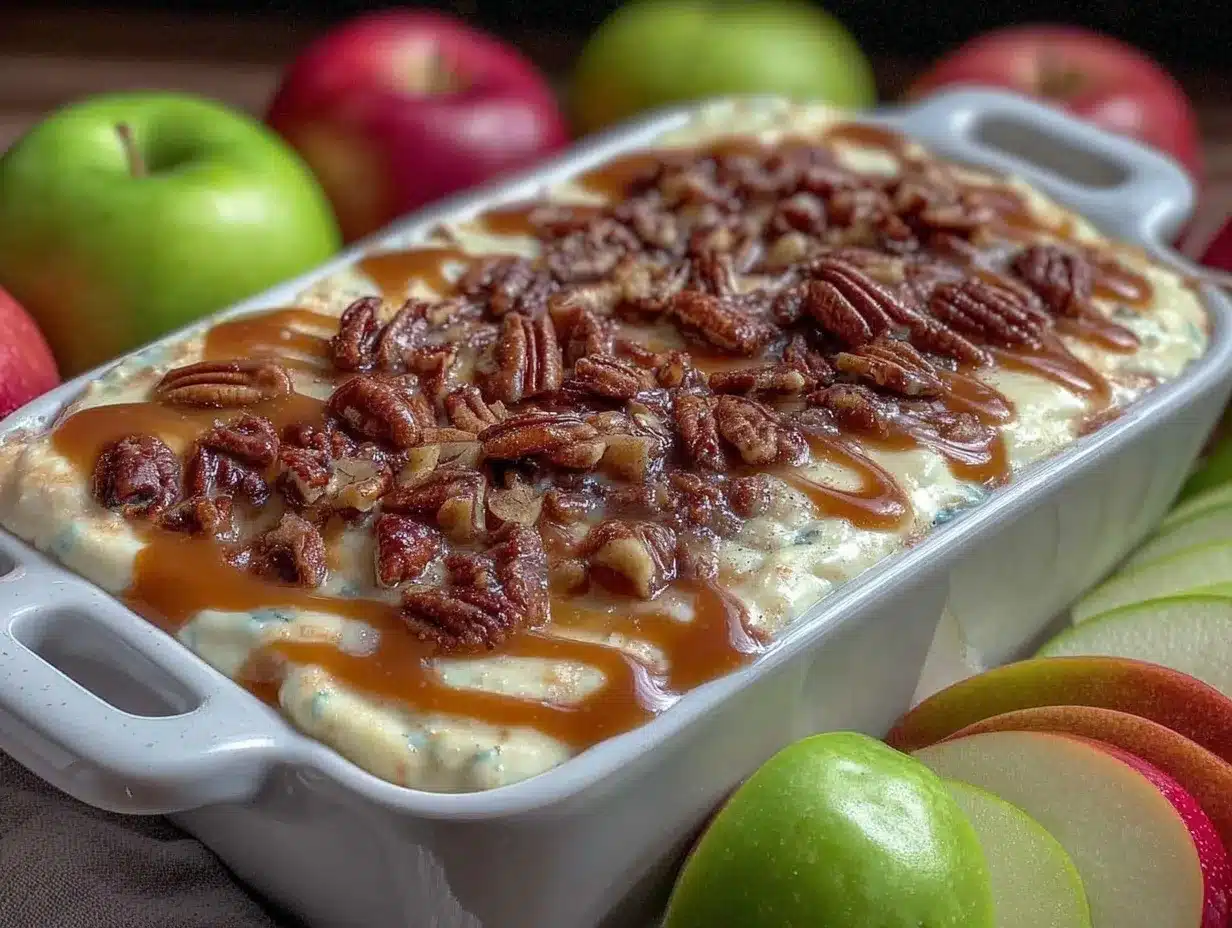 caramel apple cheesecake dip preparation steps
