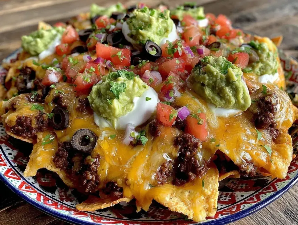 cheesy beef nachos supreme platter - featured image