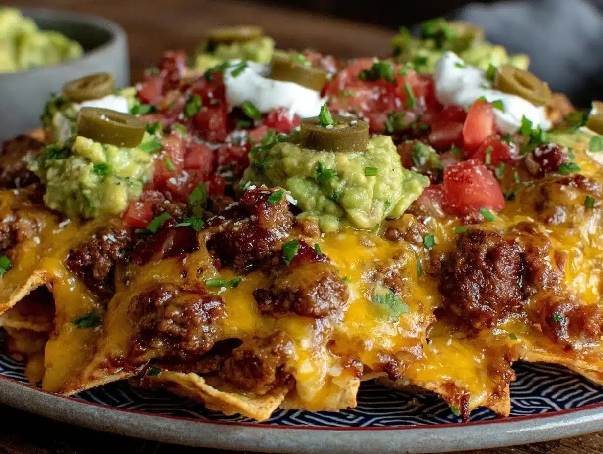 cheesy beef nachos supreme platter preparation steps