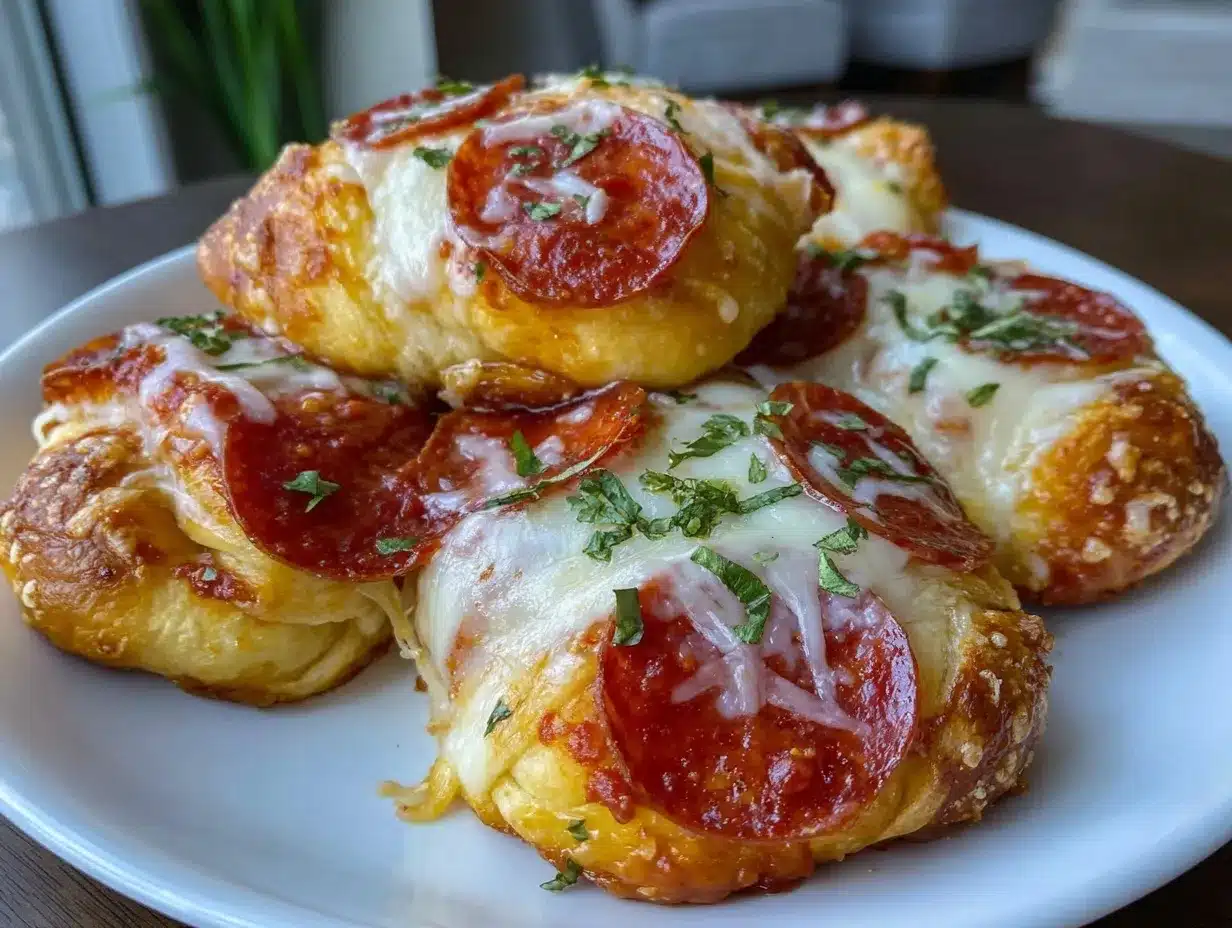 cheesy deep dish crescent roll pizzas preparation steps