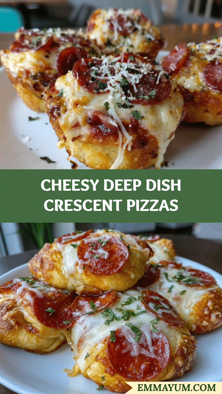 cheesy deep dish crescent roll pizzas recipe