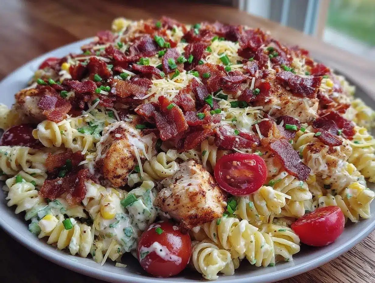 chicken bacon ranch pasta salad preparation steps