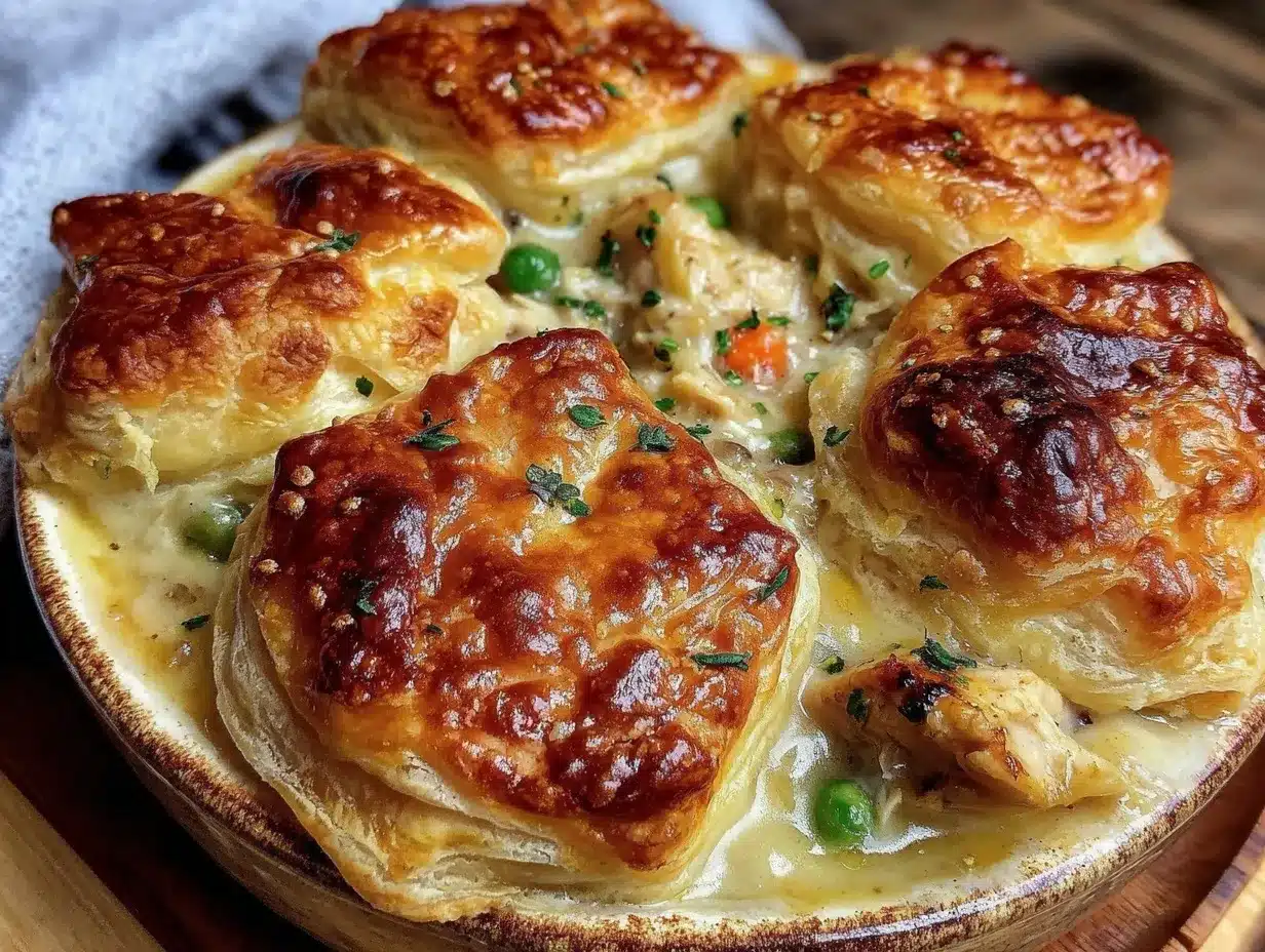 chicken pot pie with puff pastry preparation steps