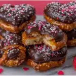 chocolate-dipped pretzel hearts - featured image