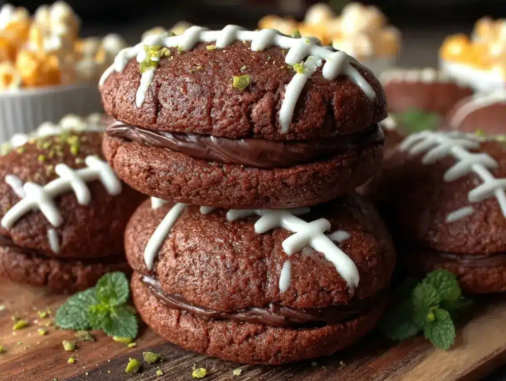 chocolate football cookies - featured image
