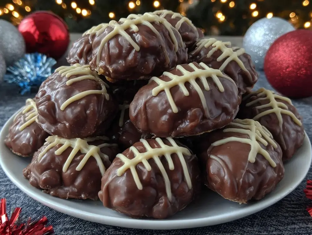 Chocolate Peanut Butter Footballs - featured image