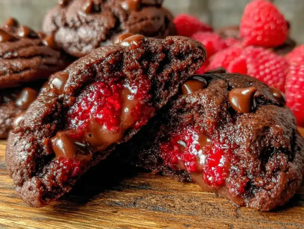 chocolate raspberry cookies - featured image