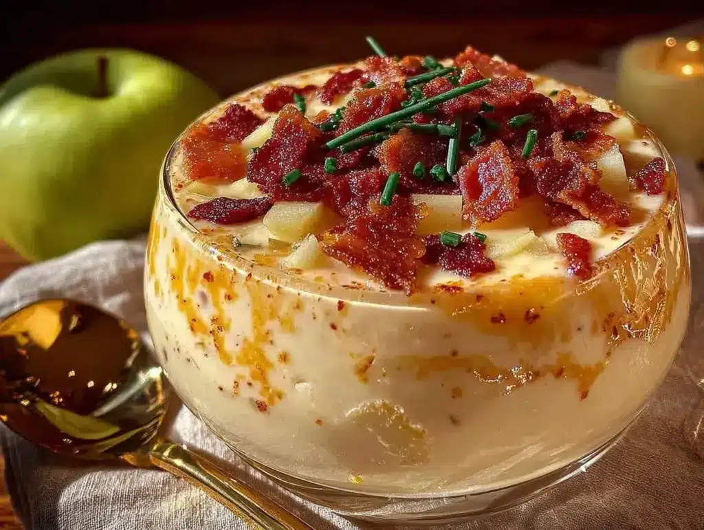 creamy apple and white cheddar soup - featured image