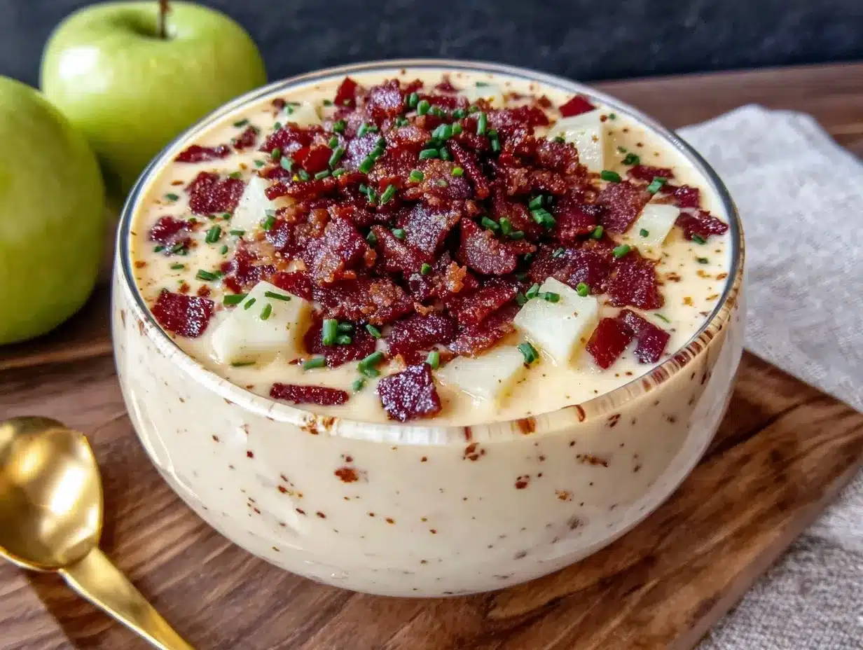 creamy apple and white cheddar soup preparation steps