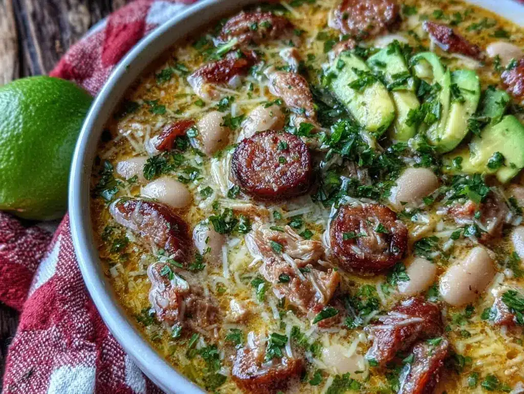 creamy cajun white chicken chili - featured image