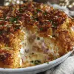 creamy chicken cordon bleu casserole - featured image