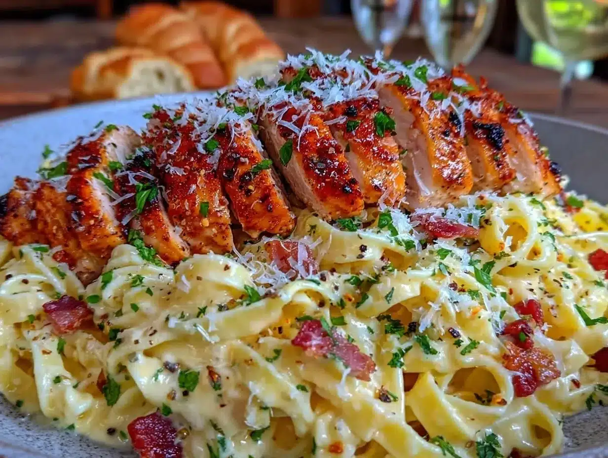 creamy garlic Parmesan chicken pasta preparation steps