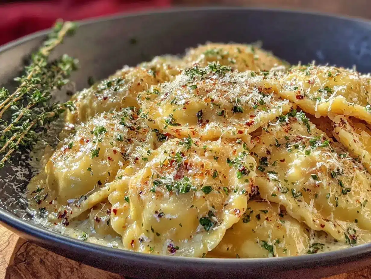 creamy garlic parmesan ravioli preparation steps