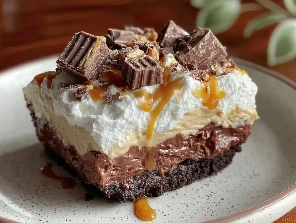 creamy peanut butter chocolate lasagna preparation steps