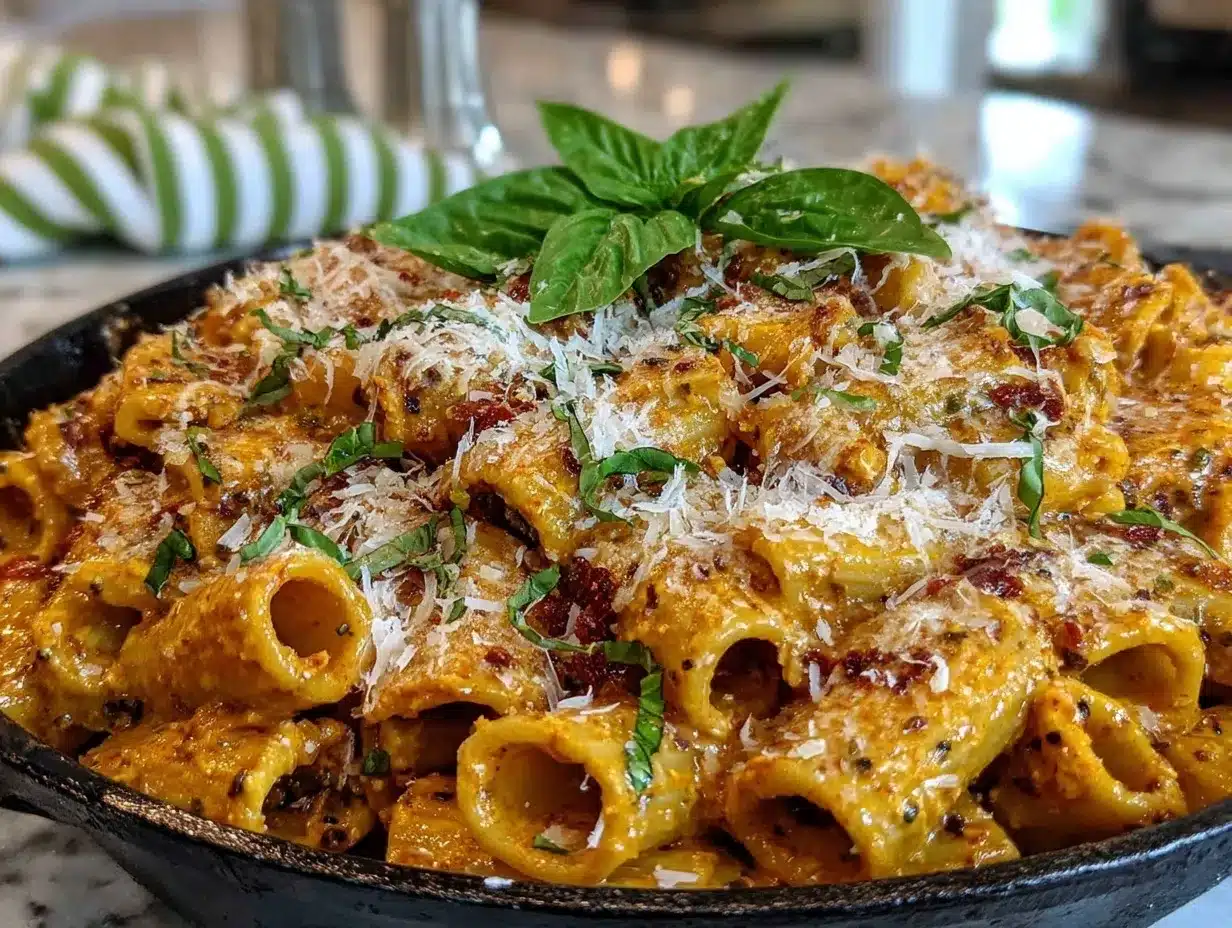 creamy spicy rigatoni preparation steps