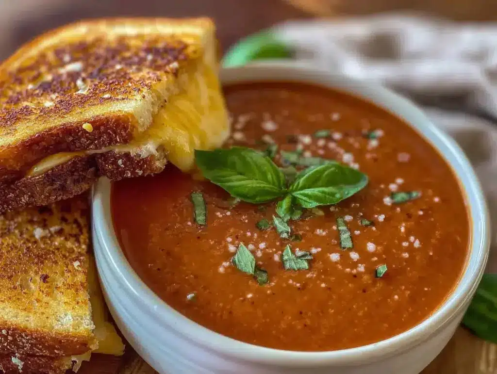 creamy tomato basil soup - featured image