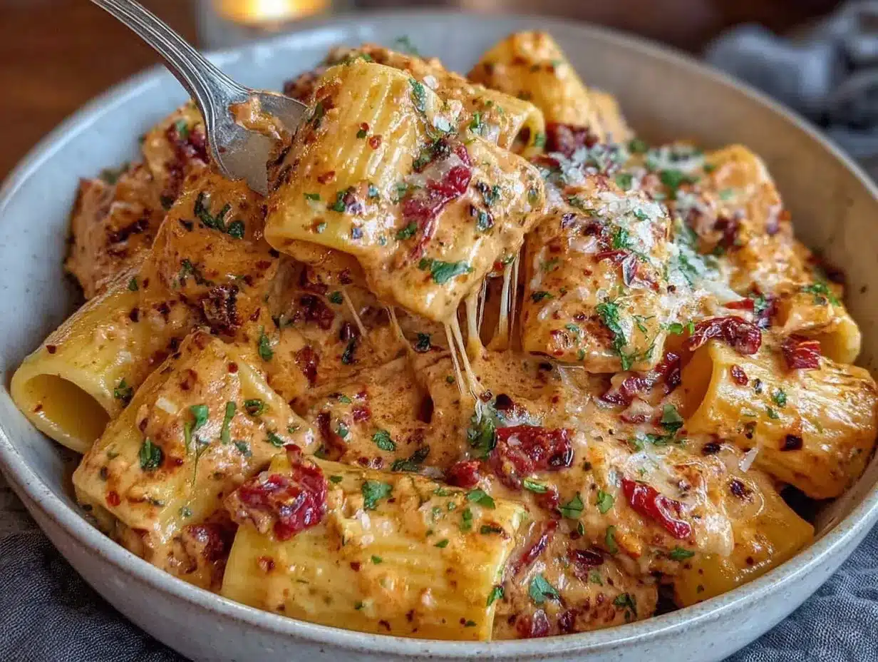 Creamy Tomato Garlic Pasta preparation steps