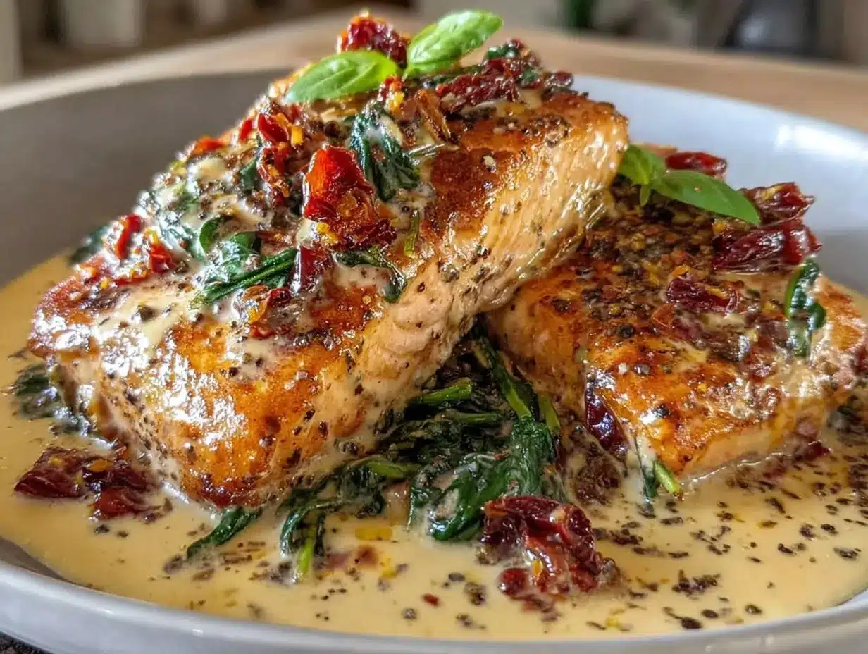 Creamy Tuscan Salmon preparation steps