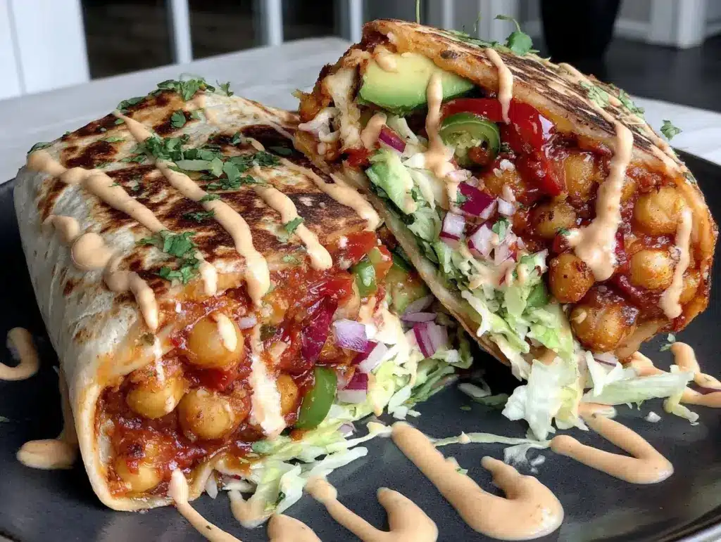 crispy spicy chickpea burrito - featured image