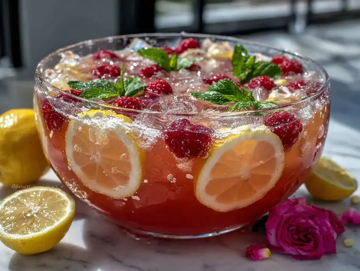 Galentine Pink Lemonade Vodka Punch preparation steps