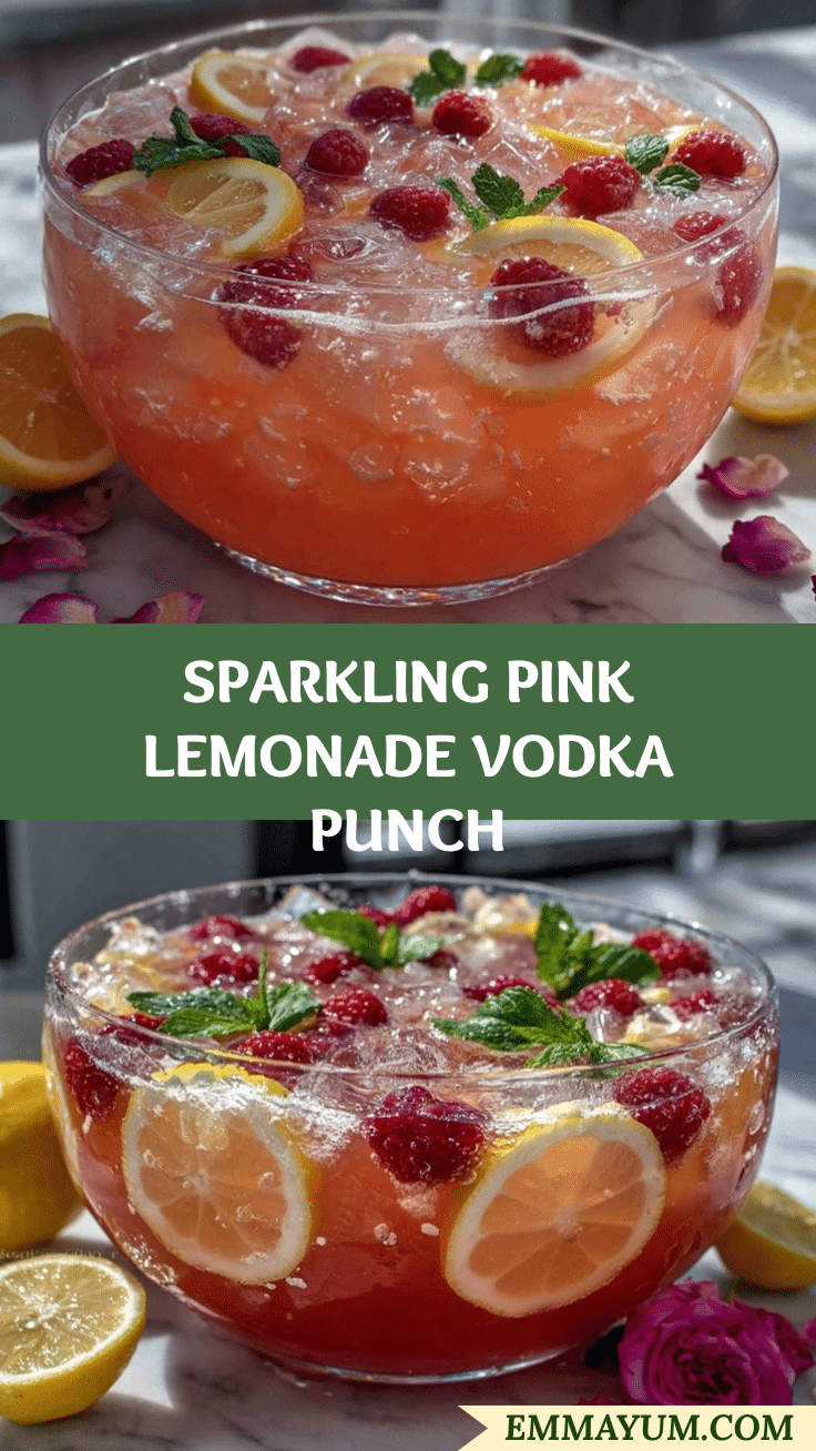 Galentine Pink Lemonade Vodka Punch recipe