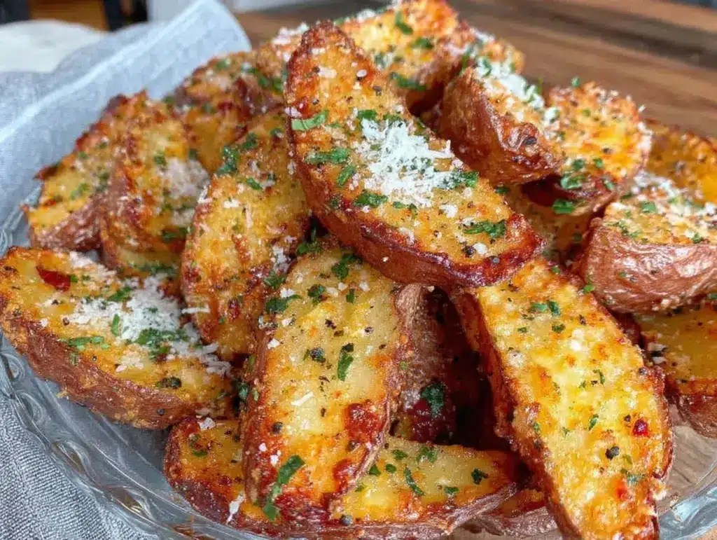 garlic parmesan potato wedges - featured image
