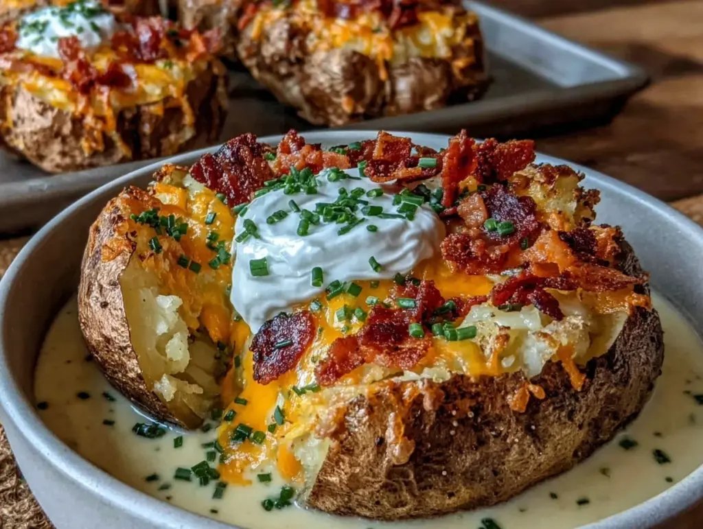 loaded baked potato soup with bacon - featured image