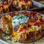 loaded baked potato soup with bacon - featured image