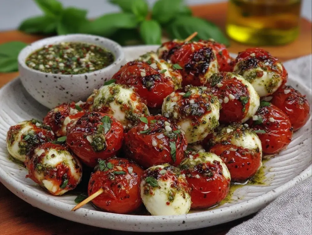 Mini Caprese Skewers with Pesto - featured image