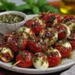 Mini Caprese Skewers with Pesto - featured image