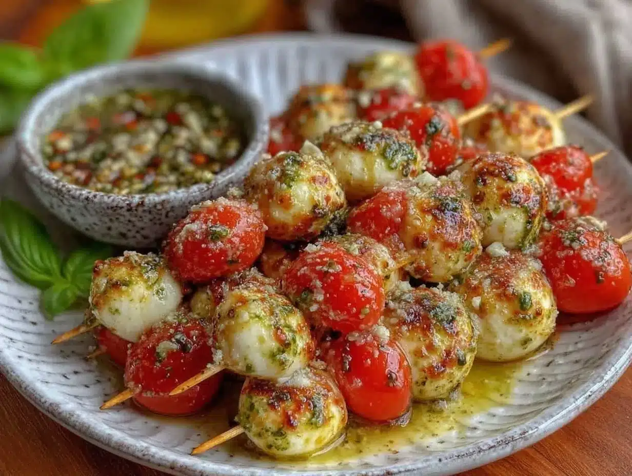 Mini Caprese Skewers with Pesto preparation steps