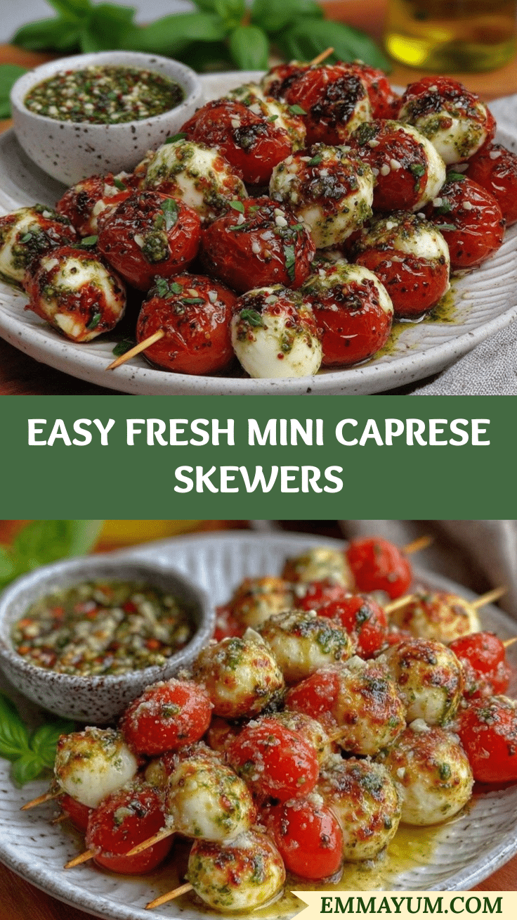 Mini Caprese Skewers with Pesto recipe
