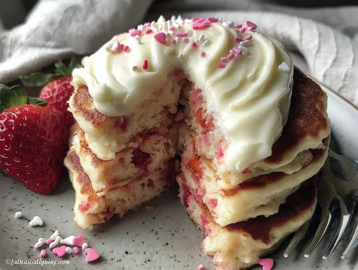 pink velvet pancakes preparation steps