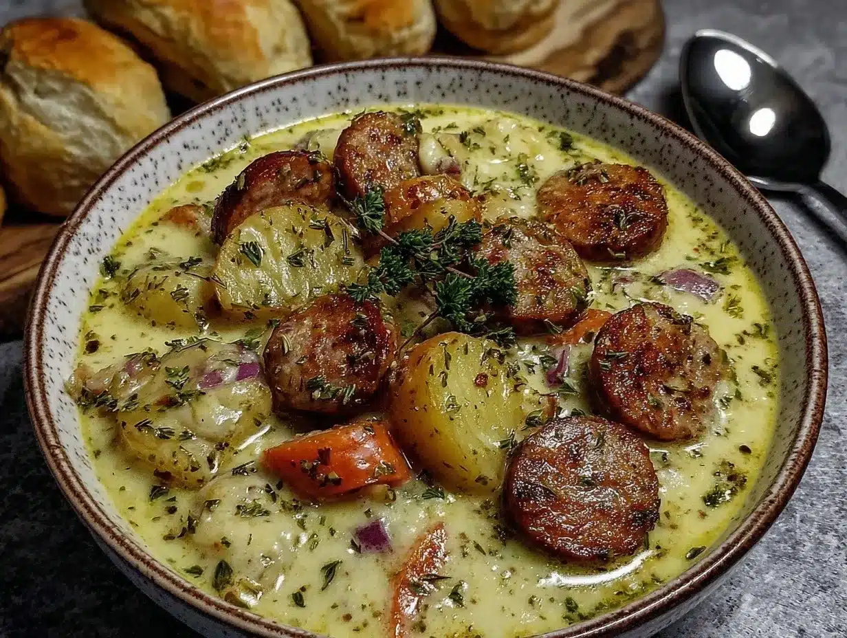 sausage and potato chowder preparation steps