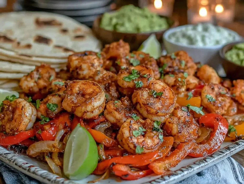 sheet pan shrimp fajitas - featured image
