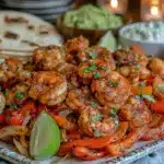 sheet pan shrimp fajitas - featured image